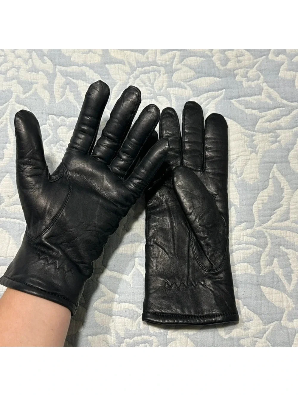 Vintage Bob Allen Black Leather Hunting Gloves - Made in Taiwan